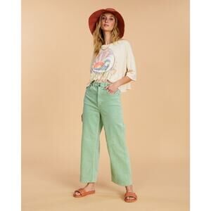 Billabong x The Salty Blonde 24 Green Chill Out Corduroy Straight High Waisted